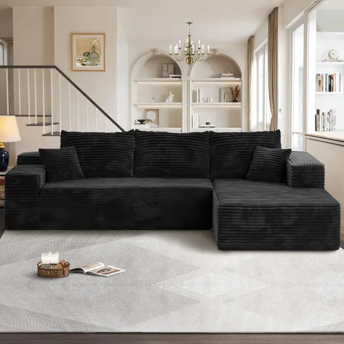 Miniatura 15 de Sofás seccionales Cloud de 96 pulgadas para sala de estar, sofá sin hueso en forma de L con cómoda silla, sofá modular con asiento profundo,