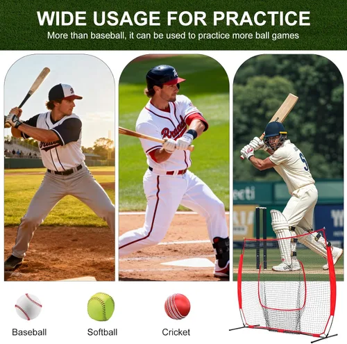 Miniatura 9 de NEWBULIG Red de béisbol y sóftbol de 7 x 7 pies, práctica de lanzamiento, bateo y redes de bateo, incluyendo bolsa portátil, para jugadores de todos