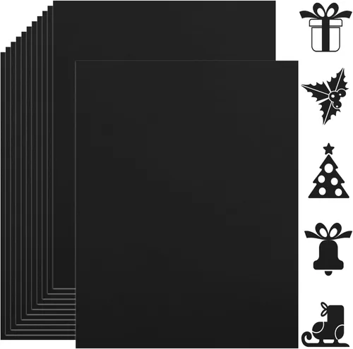25 hojas de papel de cartulina negro 8.5'' x 11'', 250 g/m²/92 lb papel grueso para álbum de recortes, invitaciones, impresión y tarjetas DIY