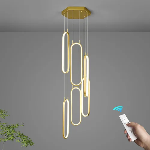 Miniatura 9 de Lámpara colgante de cocina moderna con 2 anillos, lámpara colgante ovalada para cocina, isla, dormitorio, sala de estar, comedor