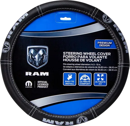 Plasticolor 006697R25 Dodge Ram Deluxe Elite - Funda para volante de automóvil, con logotipo de color gris