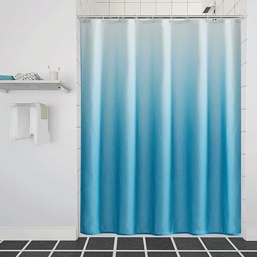 Miniatura 8 de Furlinic Cortina de ducha negra de 60 x 72 pulgadas, cortinas de ducha de tela con peso ombré para baño, hotel, spa, lujo, juego de cortina de ducha