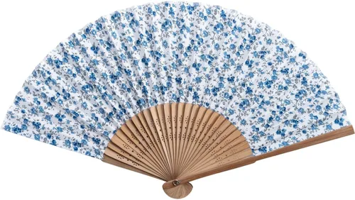 Miniatura 9 de Abanico de mano con hermosa tela estampada de limón Limón Azul