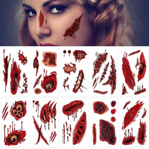 Miniatura 8 de 170 estilos que brillan en la oscuridad tatuajes de Halloween para niños, tatuajes temporales, calcomanías luminosas para niños y niñas, calabaza