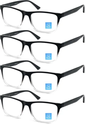 Miniatura 9 de Gafas de Lectura con Bloqueo de Luz Azul Hombres Grandes Cuadradas Sobredimensionadas de Ajuste Amplio Trampas para Hombres con Cabeza/Cara Grande