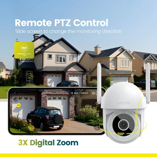 Miniatura 5 de Cámara de seguridad al aire libre litokam 2.5K, cámara Wi-Fi 2.4G para seguridad en el hogar al aire libre con detección de movimiento AI, cámara IP