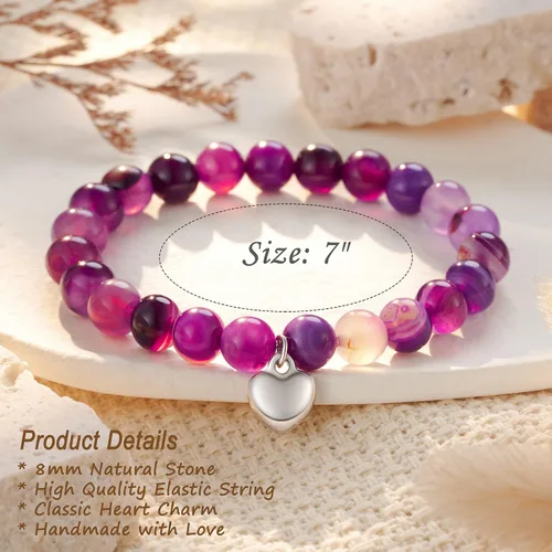 Miniatura 5 de HGDEER Regalos Get Well Soon, pulsera de amatista de piedra natural para mujeres y hombres