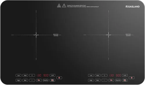 GASLAND SwiftChef - Placa de inducción de doble quemador, encimera de inducción de 1800 W con 8 niveles de potencia, doble olla con control táctil