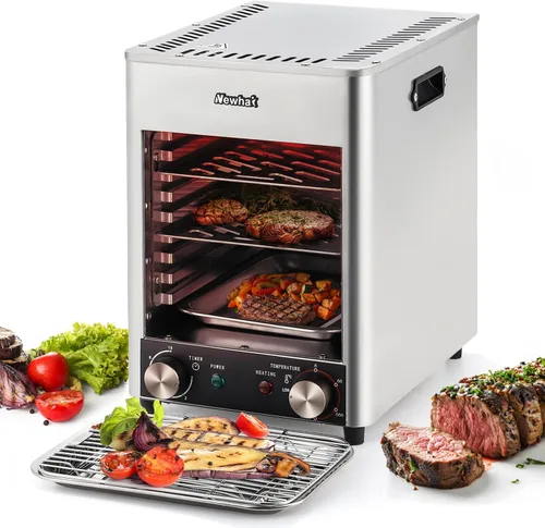 Newhai Asador eléctrico de carne de 1700 W, parrilla de carne comercial para interiores, parrilla automática para carnívoros, temperatura de tiempo,