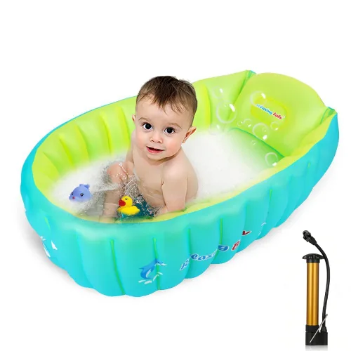 Miniatura 7 de Bañera inflable para bebé, asiento de bañera para recién nacido, piscina antideslizante para sentarse, ducha plegable para niños pequeños, baño