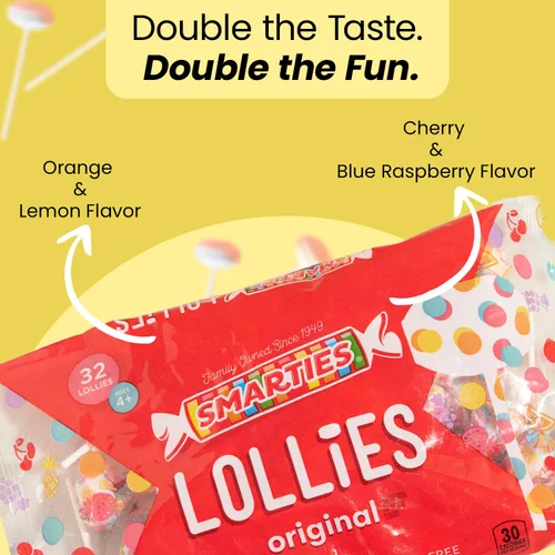 Miniatura 7 de Smarties Double Lollies - Obleas dobles sin gluten, sin maní, sin grasa con sabores frutales surtidos, bajas en calorías, perfectas para cumpleaños