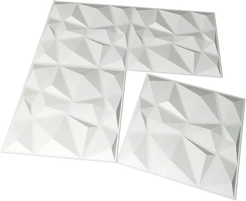 Miniatura 4 de Art3d 3D Revestimiento con textura 3D para pared, color gris diamante, 19.7 x 19.7 pulgadas (12 unidades), Blanco, A10038 Blanco nieve