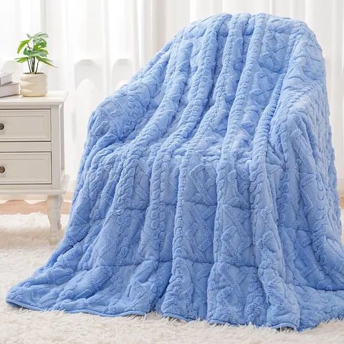Miniatura 21 de Wemore Manta con peso de forro polar Sherpa para adulto, 10 libras de doble cara, acogedora y esponjosa, manta ultra mullida con parte superior