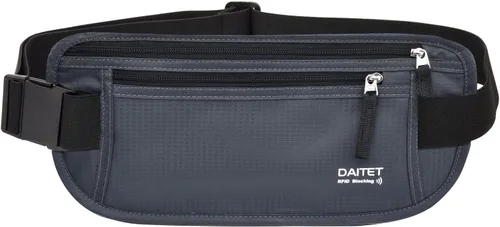 Miniatura 138 de DAITET Cinturón de dinero, soporte para pasaporte, cartera de viaje oculta segura con bloqueo RFID, riñonera encubierta (negro), Negro, Rfid