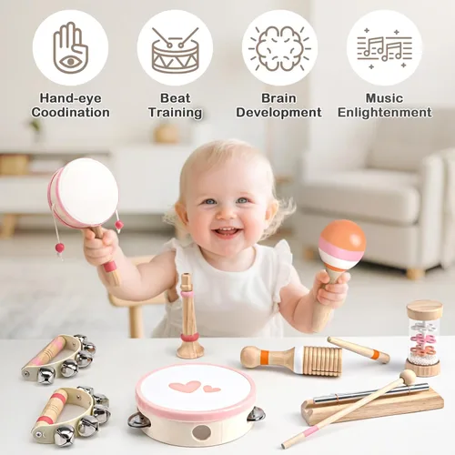 Miniatura 2 de Juguetes musicales para regalos de cumpleaños de niñas de 2 y 3 años, juguetes Montessori de madera para niños de 2 años, instrumentos musicales 8