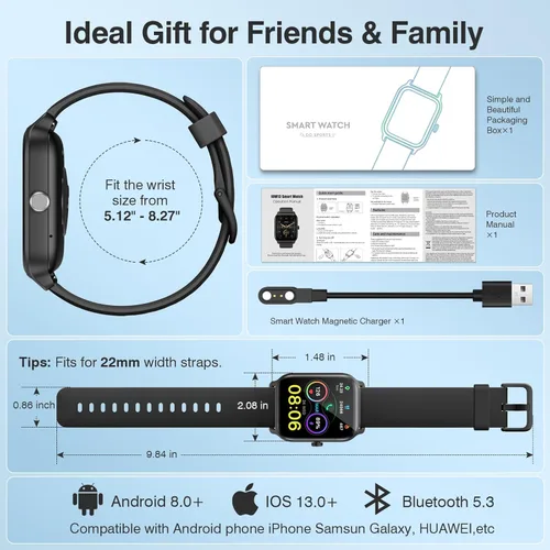 Miniatura 9 de Relojes inteligentes para mujeres y hombres, pantalla táctil HD de 1.85 pulgadas con alertas de llamadas y mensajes, monitor de frecuencia cardíaca