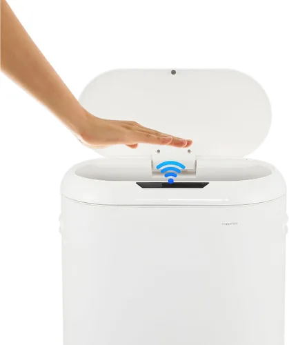 Miniatura 6 de happimess HPM1016C Robo Kitchen - Bote de basura delgado ovalado con sensor de movimiento sin contacto con modo táctil, resistente a las huellas