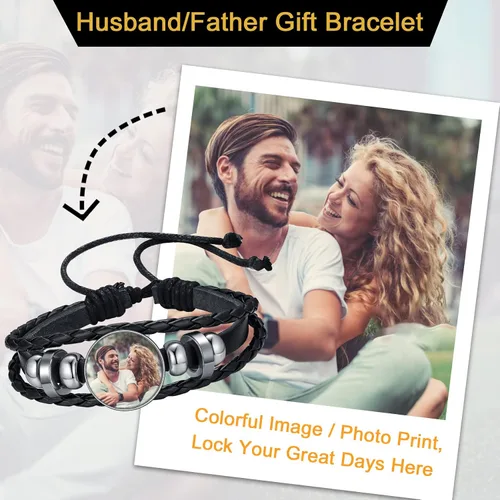Miniatura 8 de U7 Pulsera para hombre con cierre de acero inoxidable, brazalete de cuero en estilo calavera o envoltura