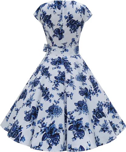Miniatura 22 de Dressystar - Vestidos clásicos de fiesta con mangas casquillo, estilo Rockabilly y retro de la década de 1950