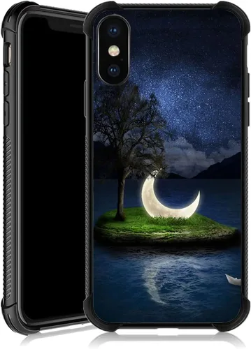 Miniatura 27 de Funda para iPhone Xs Max, diseños de girasol, estrella, cielo, cubierta trasera de cristal templado antiarañazos, esquinas reforzadas, carcasa