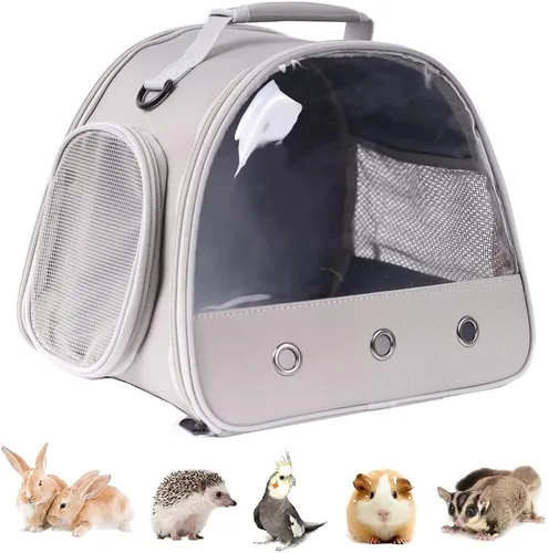 Miniatura 16 de Mochila Portadora de Conejo de Indias, Mochila Transparente con Ventana de Burbujas para Conejo de Indias, Conejito, Rata, Pájaro (Azul, Portadora)