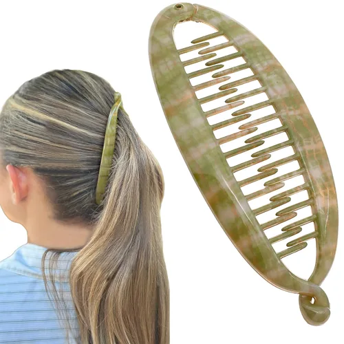 Miniatura 26 de Camila Paris CP3133 - Peine de pelo con clip de plátano francés de 4.5 pulgadas, para niñas, estilo clásico, flexible, para cola de caballo Beige
