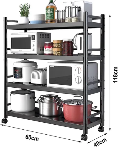 Miniatura 2 de Shelves Kitchen Organizer Shelf, Metal Frame Microwave Oven Stand Multifunctional Kitchen Storage Rack Inrial Vintage Style Kitchen Serving Trolley