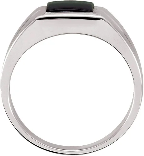 Miniatura 2 de Anillo de oro blanco sólido de 14 k de 0.315in cuadrado de ónix para hombre