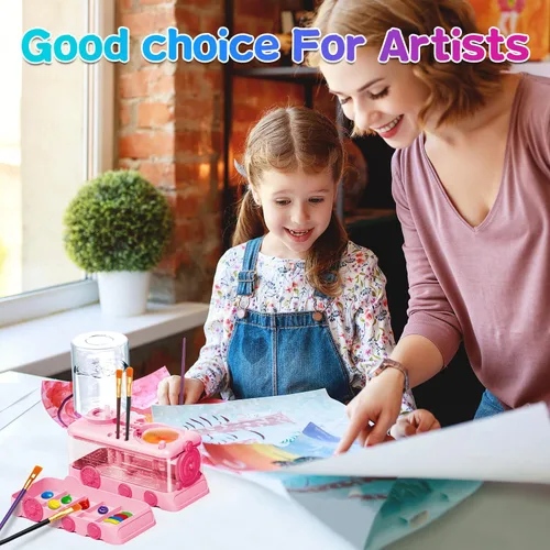 Miniatura 3 de Herramienta limpiadora de pinceles de pintura con bandeja de pintura, suministros de pintura, circulación de agua y soporte para pinceles