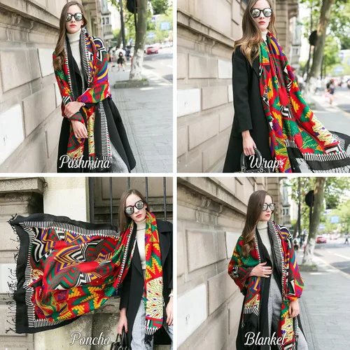 Miniatura 106 de DANA XU Manta de pashmina extragrande 100% de lana merina, bufanda de viaje, bufanda de cachemira para mujer, otoño e invierno, chal de gran