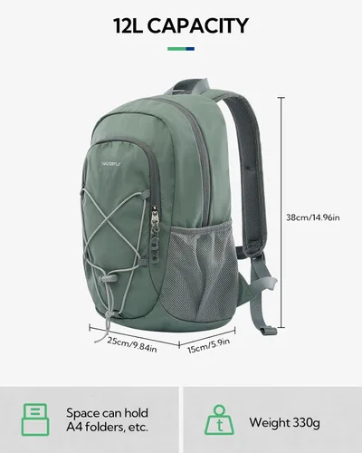 Miniatura 2 de WATERFLY Mochila de Senderismo Pequeña de 12L: Mochila de Día Bolsa de Viaje Ligera Camping Fitness Ciclismo Deportes al Aire Libre Mochila Diaria