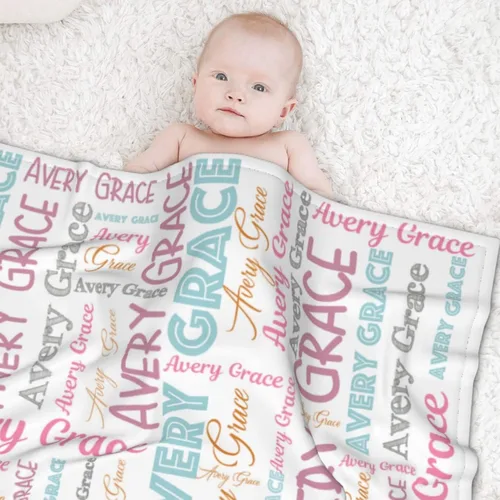 Miniatura 6 de Manta personalizada para bebés, niñas y niños, mantas de bebé personalizadas con nombre, mantas personalizadas para niños, manta de bebé Rosa