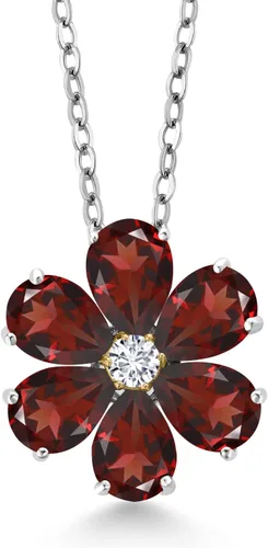 Miniatura 41 de Gem Stone King Collar de plata de ley 925 y oro amarillo de 10 quilates con piedra natal y diamantes cultivados en laboratorio, forma de pera