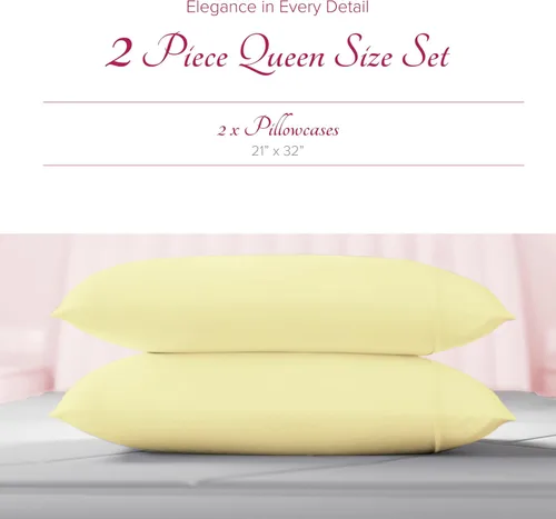 Miniatura 4 de Carressa Linen Juego de 2 fundas de almohada 100% algodón egipcio, tamaño estándar, lujosas fundas de almohada de algodón de la serie 1200