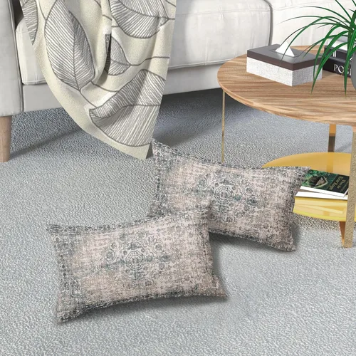 Miniatura 7 de Fundas de Almohada Rectangulares Étnicas Bohemias de 12X20 Pulgadas, Fundas de Almohada Lumbar Vintage de Alfombra Bohemia, Gris Marrón Floral