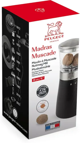 Miniatura 4 de Peugeot - Molino de nuez moscada manual Madras - Molinillo de especias - Acero inoxidable, acrílico y madera de haya, chocolate Negro
