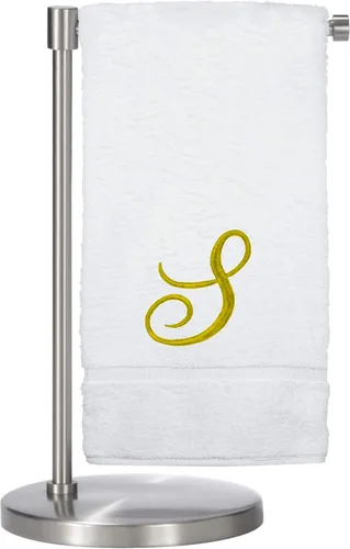 Miniatura 75 de Script R - Toalla de baño con monograma, regalo personalizado, 27 x 54 pulgadas, juego de 1 toalla bordada con texto dorado, 100% algodón turco