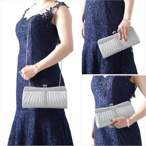 Miniatura 7 de Monederos de mano con diamantes de imitación para mujer, bolsos y bolsos formales de boda, fiesta, graduación, bolsas de dinero