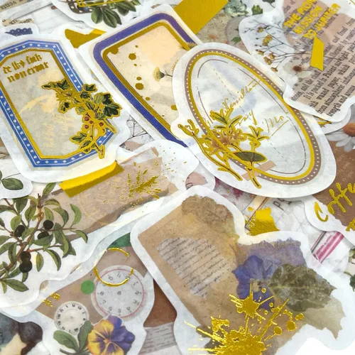 Miniatura 3 de allydrew Calcomanías decorativas para álbumes de recortes, manualidades para papelería, diario, fabricación de tarjetas (60 unidades), lámina dorada