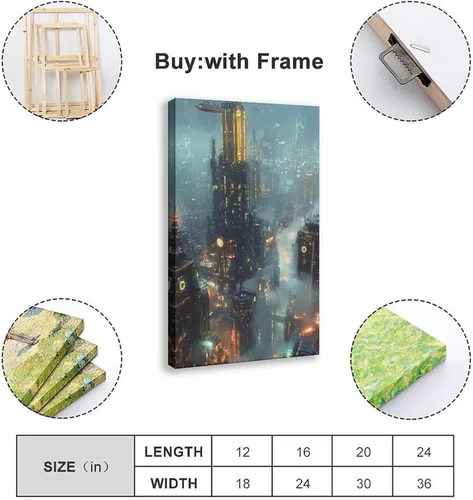 Miniatura 2 de Retro Futurism Cityscape Print – Neon Sci-Fi Wall Decor – Cyber Steampunk Poster for Gamers & Collectors Canvas Poster Wall Art Decor Print Picture