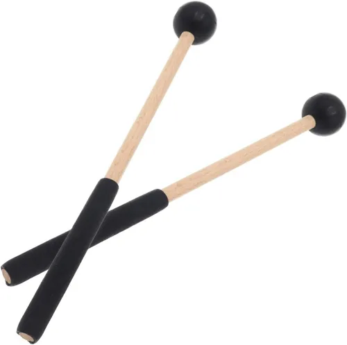 Miniatura 2 de Jiayouy 4 pares de mazos de tambor de lengua de acero con soporte y bolsa de almacenamiento, 3 pares de palos de percusión de cabeza de goma, 1 par