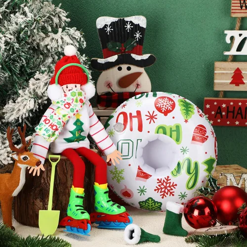 Miniatura 4 de Jenaai Juego de 9 Piezas de Accesorios para Muñeca de Navidad, Ropa de Muñeca de Navidad Incluye Orejeras, Bufanda, Suéter, Bota, Tubo de Nieve