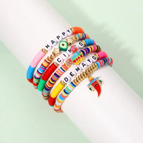 Miniatura 298 de Surfer Heishi - Pulseras apilables para mujer, apilables, de vinilo arcoíris, disco de arcilla, pulseras elásticas para la amistad, joyería bohemia