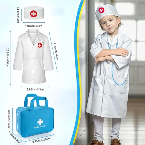 Miniatura 7 de Kit de médico para niños, 36 piezas de juego de doctor para niños pequeños de 3 a 5 años con bolsa de almacenamiento médico y estetoscopio real