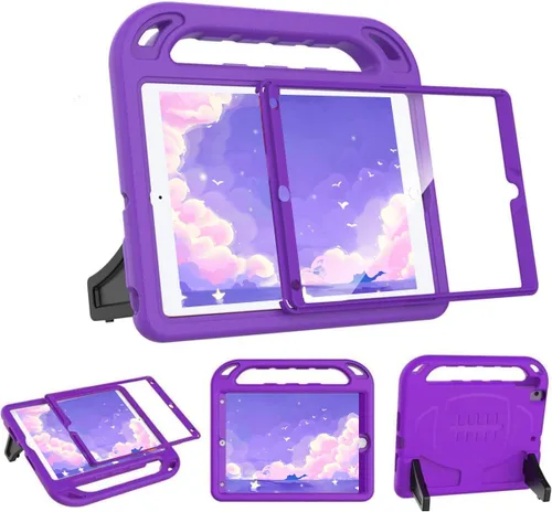 BMOUO Funda para niños para iPad de 9ª/8ª/7ª generación (iPad de 10.2 pulgadas, 2021/2020/2019), con protector de pantalla integrado, soporte de