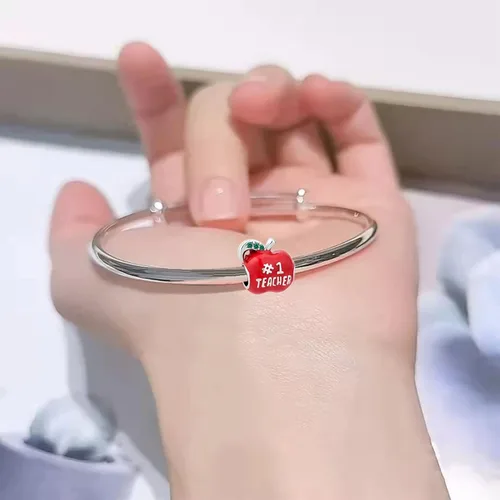 Miniatura 4 de NARTGO Abalorio de manzana para profesor número 1 compatible con pulseras Pandora