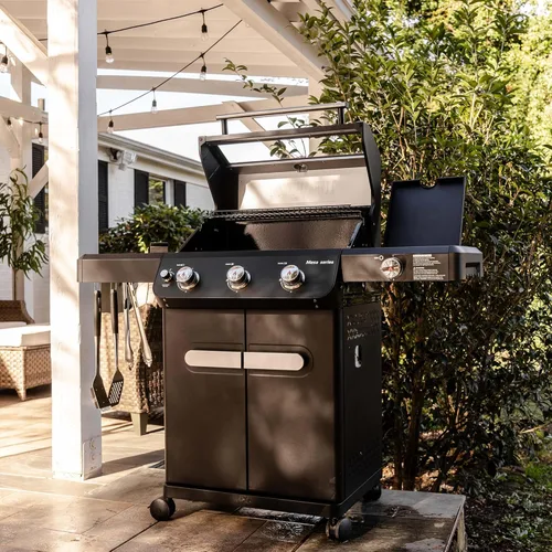 Miniatura 2 de Monument Grills Barbacoa al aire libre de acero inoxidable de 3 quemadores de gas propano, parrilla de patio o jardín de 48,000 BTU con quemador