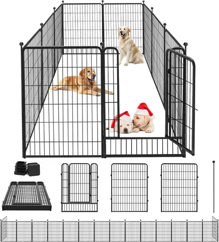 Miniatura 19 de Corralito para perros para interiores, valla portátil para perros de 32 pulgadas de altura, 10 paneles para mascotas, corral exterior para patio