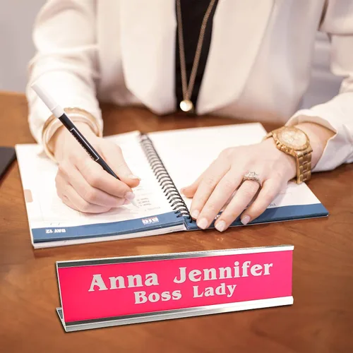 Miniatura 4 de Placa personalizada con nombre con soporte para pared o escritorio, grabado personalizado 2 x 8