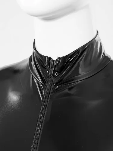 Miniatura 4 de YiZYiF Body de mujer brillante de cuero de PVC con patente brillante y cuerpo completo de látex con cremallera ajustada